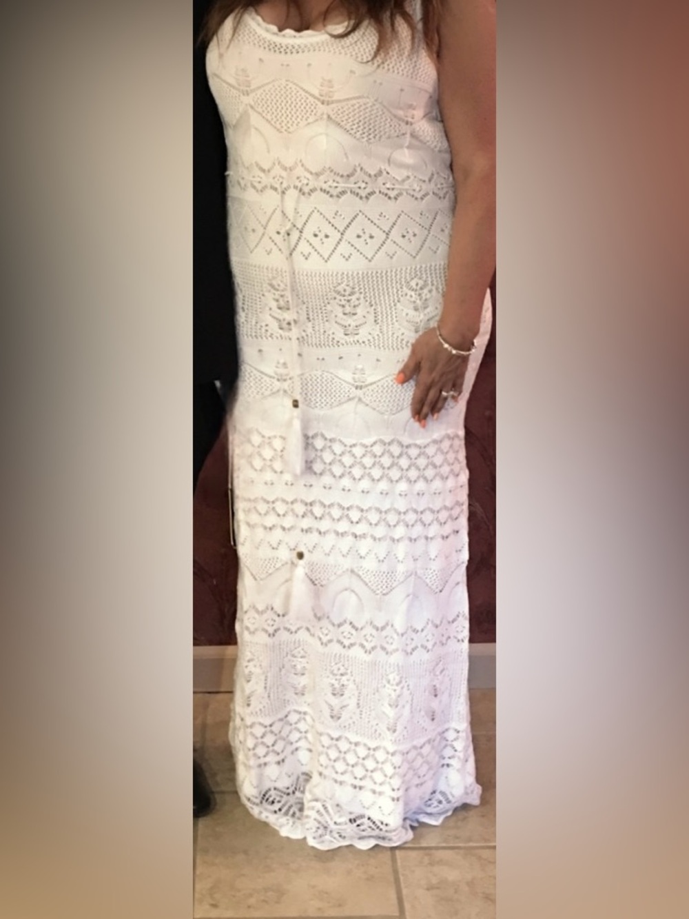 VENUS White Crochet Maxi Dress